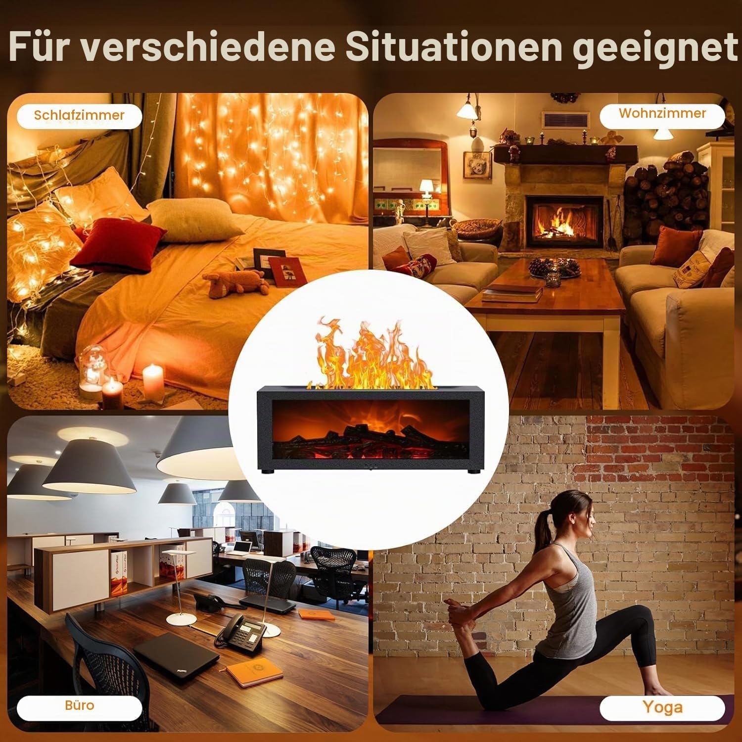 Scented Oil Diffusers Aroma Diffuser Mit LED Kamin, Duftöl Diffusor Für Ätherische Öle Mit 7-Farben-Licht Flammeneffekt, 150Ml Luftbefeuchter Mit Fernbedienung, 4 Timer, Wasserlose Abschaltautomatik