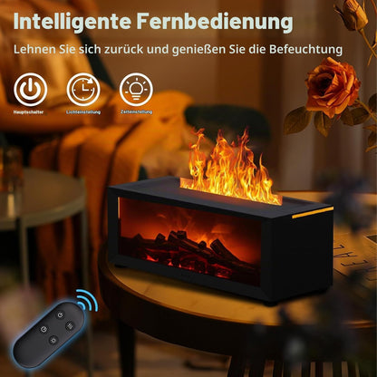 Scented Oil Diffusers Aroma Diffuser Mit LED Kamin, Duftöl Diffusor Für Ätherische Öle Mit 7-Farben-Licht Flammeneffekt, 150Ml Luftbefeuchter Mit Fernbedienung, 4 Timer, Wasserlose Abschaltautomatik