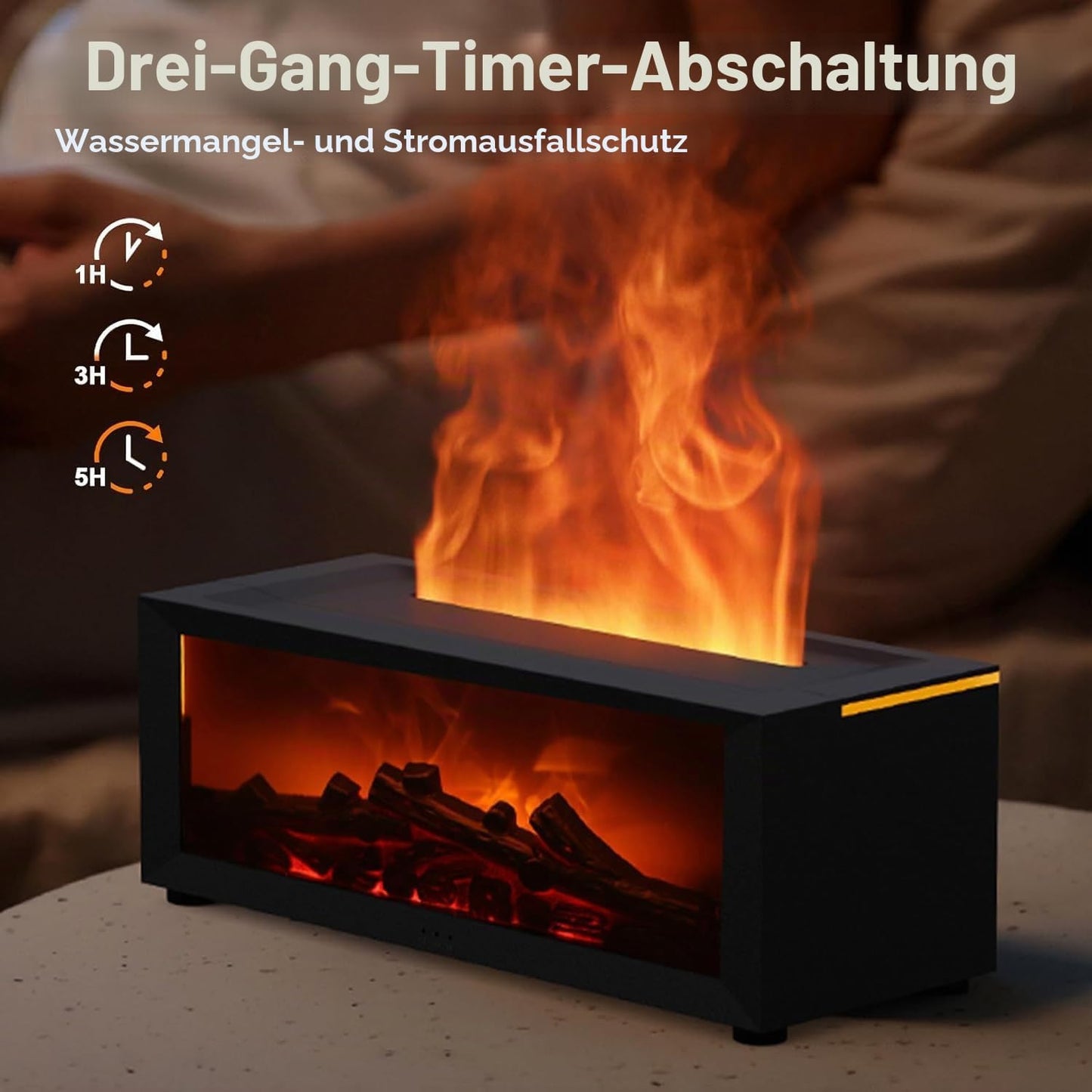 Scented Oil Diffusers Aroma Diffuser Mit LED Kamin, Duftöl Diffusor Für Ätherische Öle Mit 7-Farben-Licht Flammeneffekt, 150Ml Luftbefeuchter Mit Fernbedienung, 4 Timer, Wasserlose Abschaltautomatik