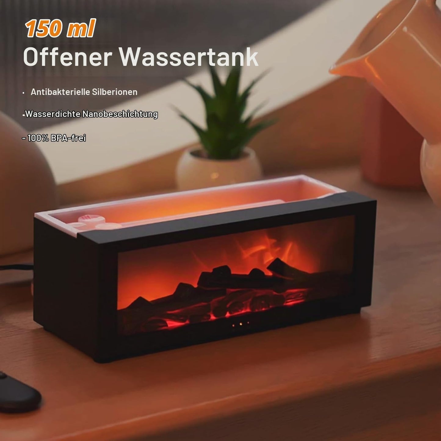 Scented Oil Diffusers Aroma Diffuser Mit LED Kamin, Duftöl Diffusor Für Ätherische Öle Mit 7-Farben-Licht Flammeneffekt, 150Ml Luftbefeuchter Mit Fernbedienung, 4 Timer, Wasserlose Abschaltautomatik